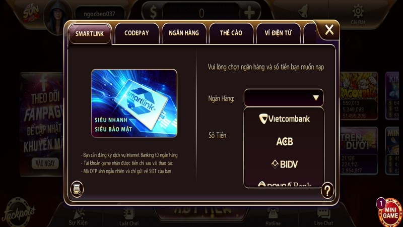 Nhà cái có nhiều phương thức nạp tiền cho người chơi